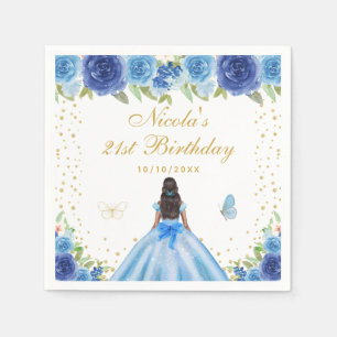 Serviette En Papier Fête d'anniversaire de princesse à peau foncée et