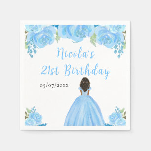Serviette En Papier Fête d'anniversaire de princesse à peau foncée fle