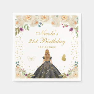Serviette En Papier Fête d'anniversaire de princesse aux cheveux Blond