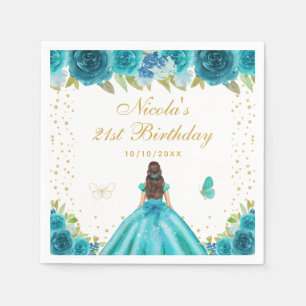 Serviette En Papier Fête d'anniversaire de princesse aux cheveux bruns