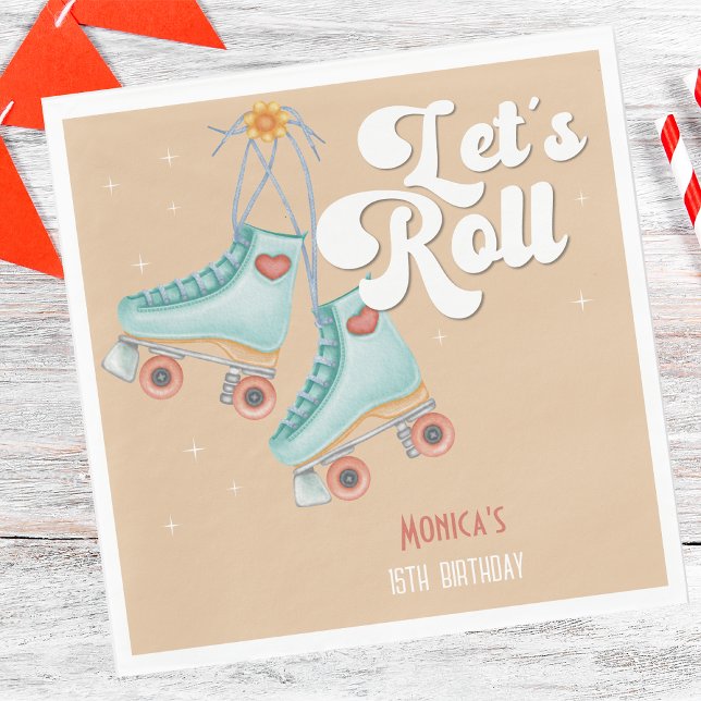 Serviette En Papier Fête d'anniversaire de roller retro (Créateur téléchargé)