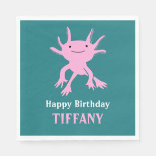 Serviette En Papier Fête d'anniversaire de salamandre rose Axolotl mig