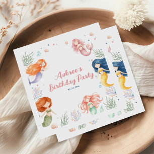 Serviette En Papier Fête d'anniversaire de sirène magique