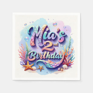 Serviette En Papier Fête d'anniversaire de sirène – Nappe de fête sous