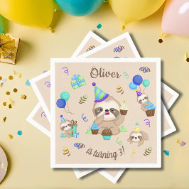 Serviette En Papier Fête d'anniversaire de Sloth