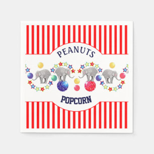 Serviette En Papier Fête d'anniversaire d'éléphant de thème de cir