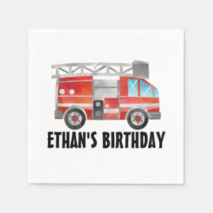 Serviette En Papier Fête d'anniversaire d'enfant Camion de pompiers ro