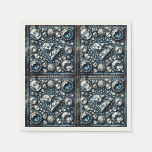 Serviette En Papier Fête d'anniversaire Denim & Diamonds Glam Bling Je