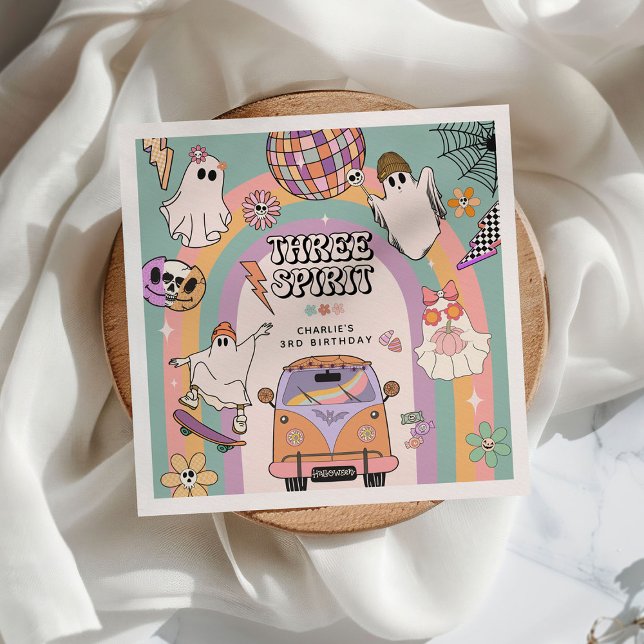 Serviette En Papier Fête d'anniversaire des 3 ans Three Spirit Retro F (Créateur téléchargé)