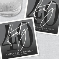 Fête d'anniversaire des 40 ans Noir Moderne