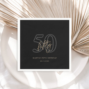 Serviette En Papier Fête d'anniversaire des 50 ans de Black Gold Moder