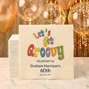 Serviette En Papier Fête d'anniversaire des 60 ans Let's Get Groovy