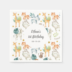 Serviette En Papier Fête d'anniversaire des animaux de la Jungle pers