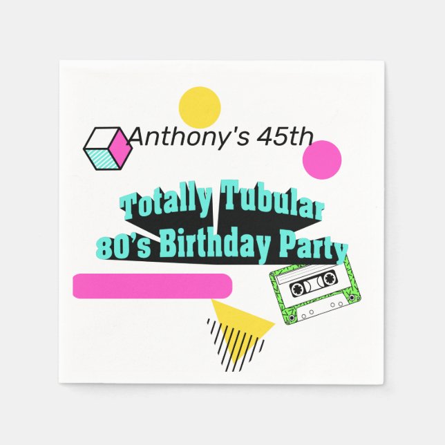 Serviette En Papier Fête d'anniversaire des années 80 (Devant)