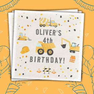 Serviette En Papier Fête d'anniversaire des camions de construction