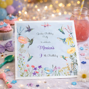 Serviette En Papier Fête d'anniversaire des colibris et du jardin des 