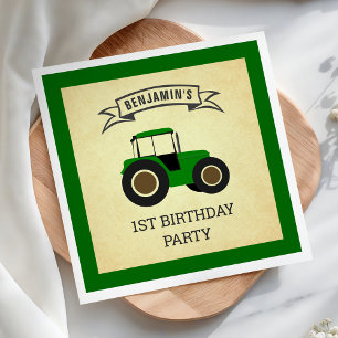 Serviette En Papier Fête d'anniversaire des enfants avec tracteur de f