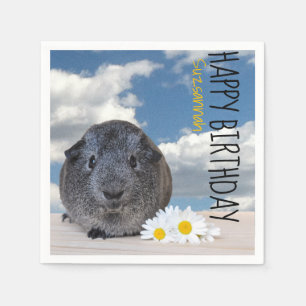Serviette En Papier Fête d'anniversaire des enfants Daisies Gris Guiné
