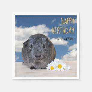 Serviette En Papier Fête d'anniversaire des enfants Daisies Gris Guiné
