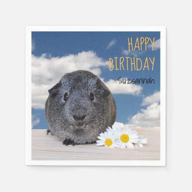 Serviette En Papier Fête d'anniversaire des enfants Daisies Gris Guiné (Devant)
