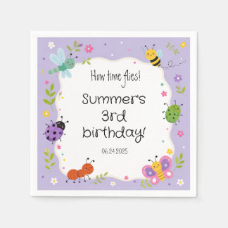Serviette En Papier Fête d'anniversaire des filles avec des bugs migno