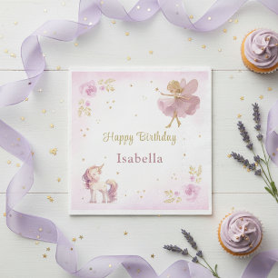 Serviette En Papier Fête d'anniversaire des filles avec fée magique et