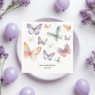 Serviette En Papier Fête d'anniversaire des papillons