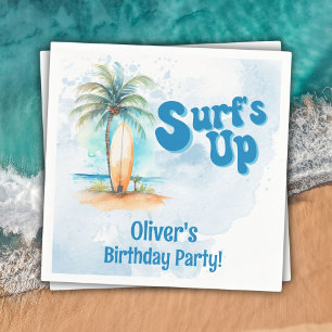 Serviette En Papier Fête d'anniversaire d'été Surf's Up sur la plage