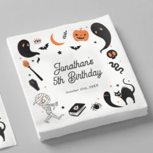 Serviette En Papier Fête d'anniversaire d'Halloween en orange noir pou