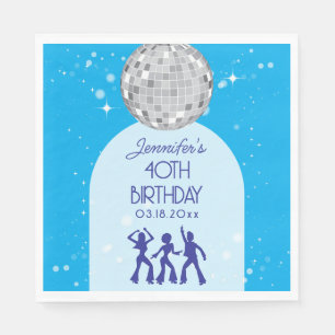 Serviette En Papier Fête d'anniversaire disco bleu rétro 70s 80s
