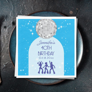 Serviette En Papier Fête d'anniversaire disco bleu rétro 70s 80s