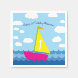 Serviette En Papier Fête d'anniversaire du bateau à voile
