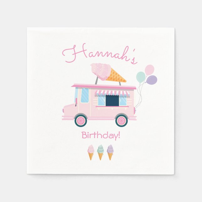 Serviette En Papier Fête d'anniversaire du camion à crème glacée (Devant)