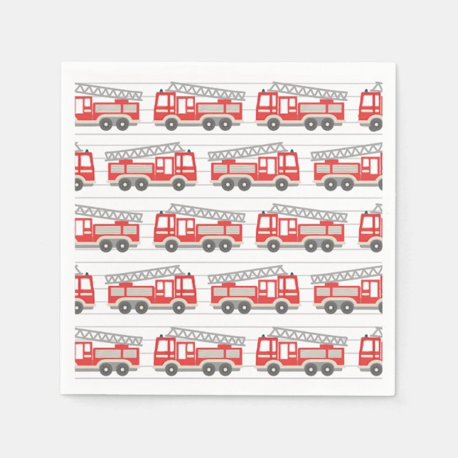 Serviette En Papier Fête d'anniversaire du camion d'incendie (Devant)