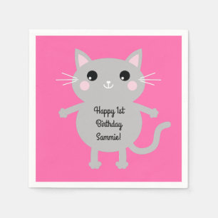 Serviette En Papier Fête d'anniversaire du chat