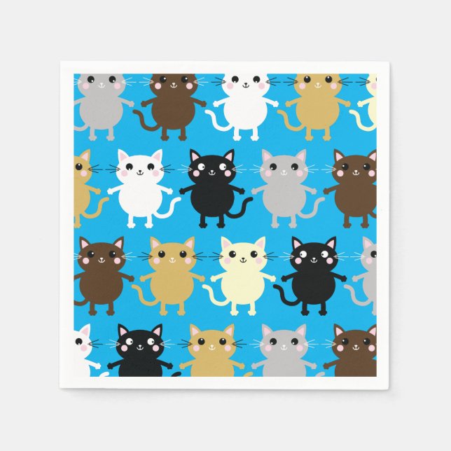 Serviette En Papier Fête d'anniversaire du chat (Devant)