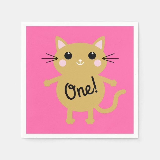Serviette En Papier Fête d'anniversaire du chat (Devant)