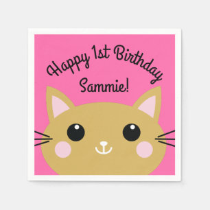 Serviette En Papier Fête d'anniversaire du chat