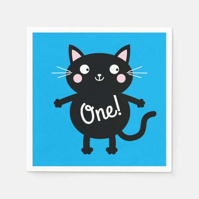 Serviette En Papier Fête d'anniversaire du chat (Devant)