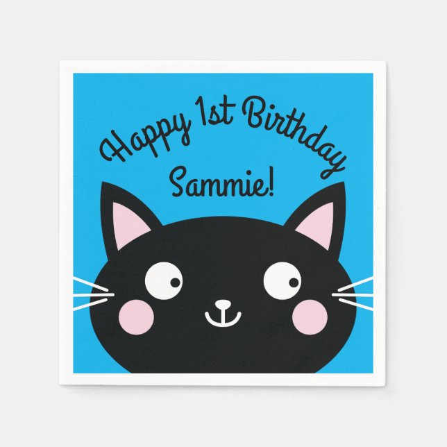 Serviette En Papier Fête d'anniversaire du chat (Devant)