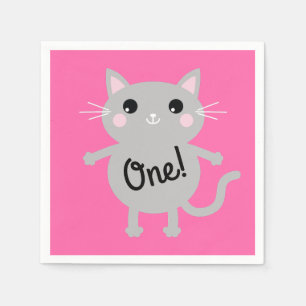 Serviette En Papier Fête d'anniversaire du chat