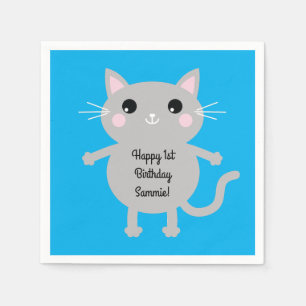 Serviette En Papier Fête d'anniversaire du chat