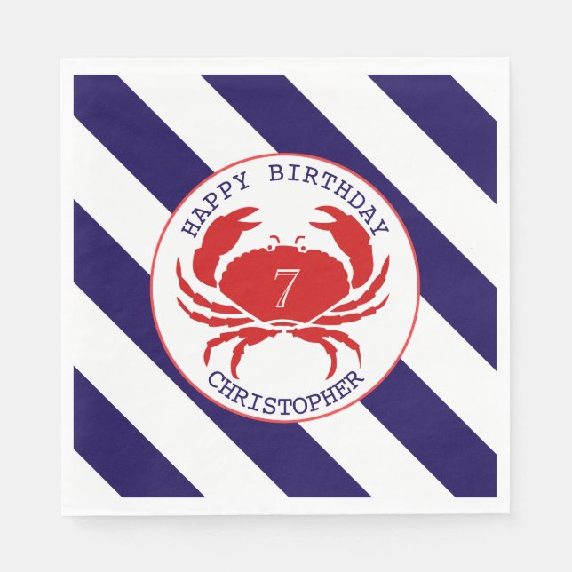 Serviette En Papier Fête d'anniversaire du crabe rouge (Devant)