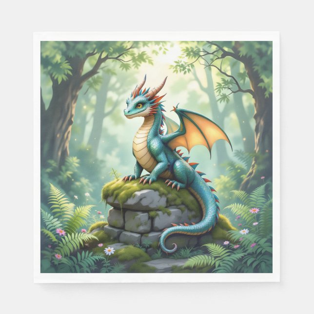 Serviette En Papier Fête d'anniversaire du garçon à thème Dragon (Devant)