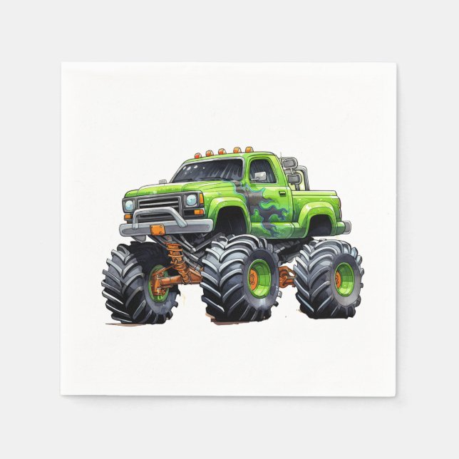 Serviette En Papier Fête d'anniversaire du Monster Truck Enfants Moder (Devant)