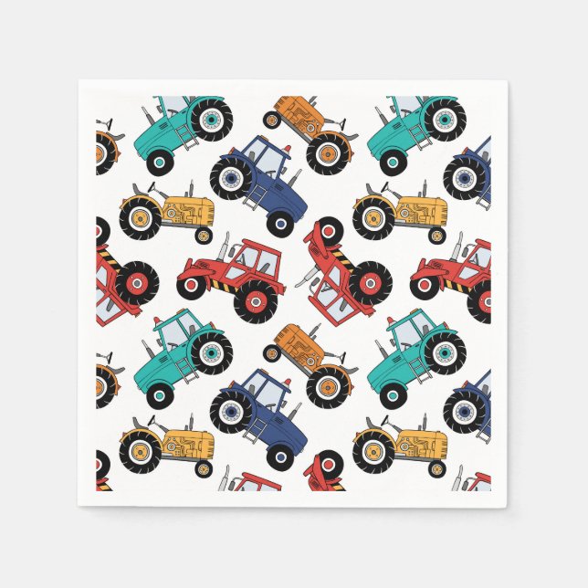 Serviette En Papier Fête d'anniversaire du tracteur (Devant)