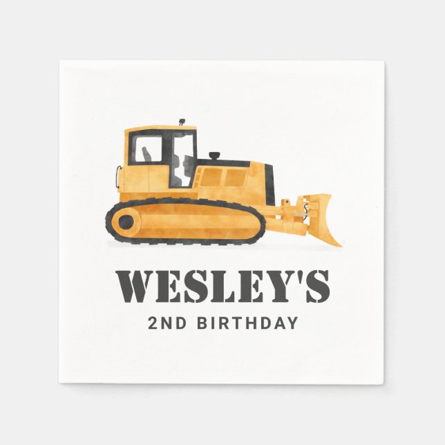 Serviette En Papier Fête d'anniversaire du véhicule de construction (Devant)