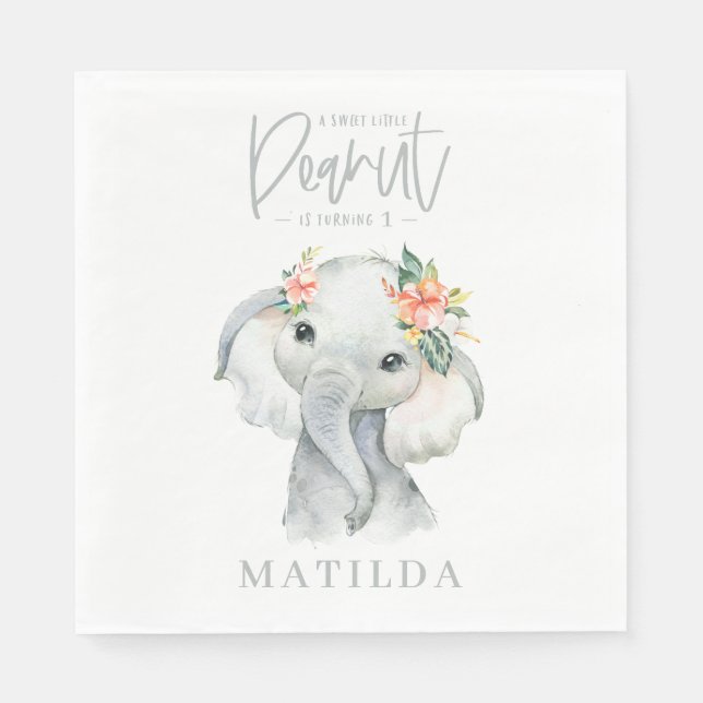 Serviette En Papier fête d'anniversaire d'un doux petit éléphant d'ara (Devant)