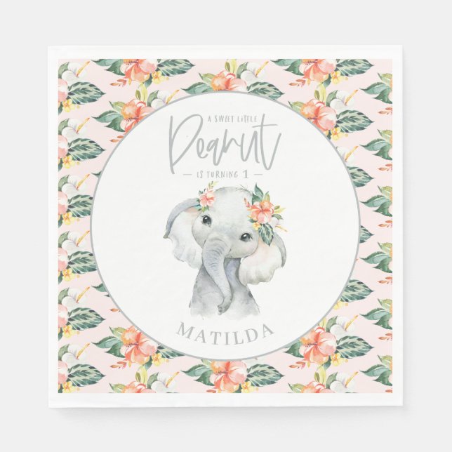 Serviette En Papier fête d'anniversaire d'un doux petit éléphant d'ara (Devant)