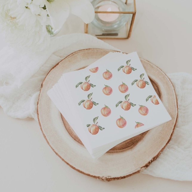 Serviette En Papier Fête d'anniversaire d'une fille de pêche douce (Créateur téléchargé)